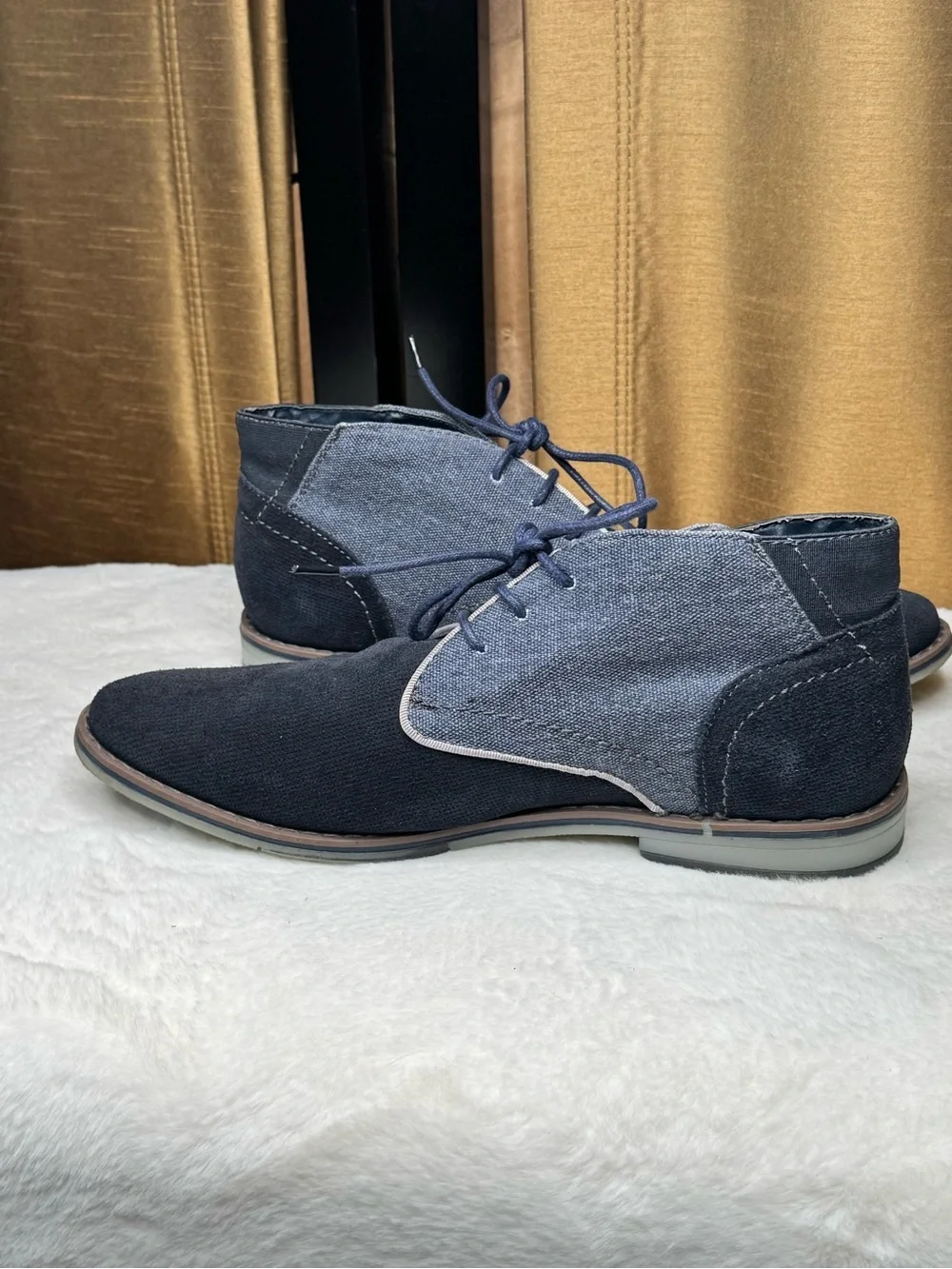 AM Shoe Company Gray Blue Canvas Lace Up Oxford Casual Shoes Men’s EU 40 US 7